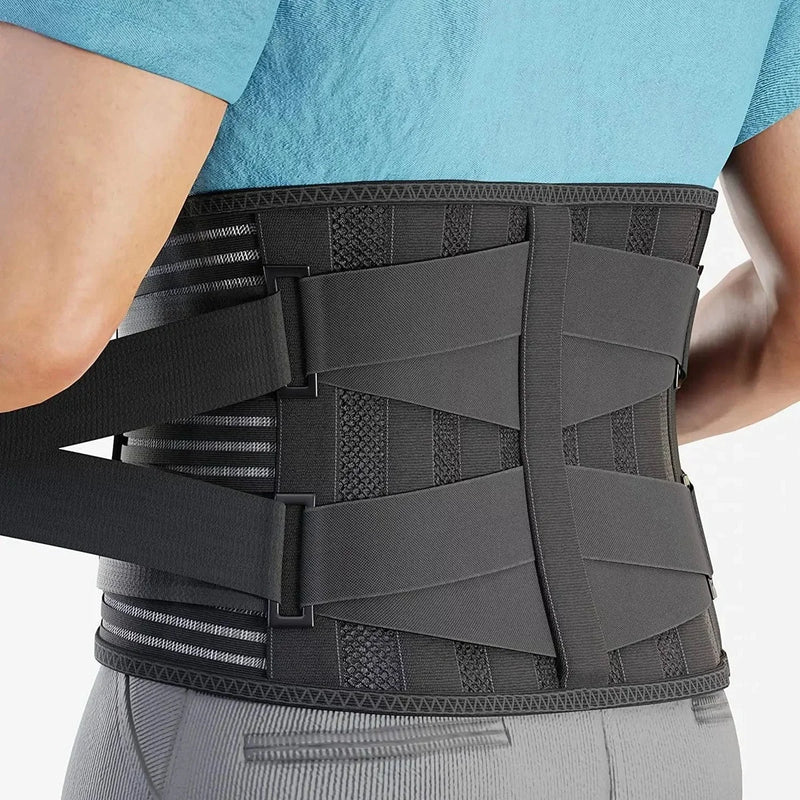 Back Braces for Lower Back Pain Relief with 6 Stays Breathable Back Support Belt Anti-skid lumbar with 16-hole Mesh for sciatica