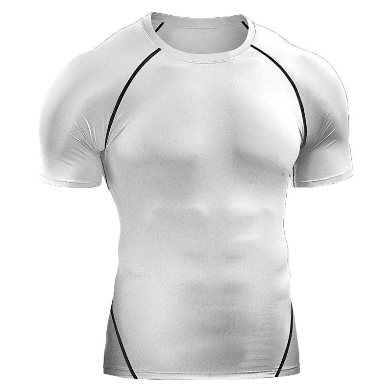 2024 Compression T Shirt Men Summer Sportswear Running T-shirt Elastic Quick Dry Sport Tops Tee Athletic Gym Workout Shirts Men