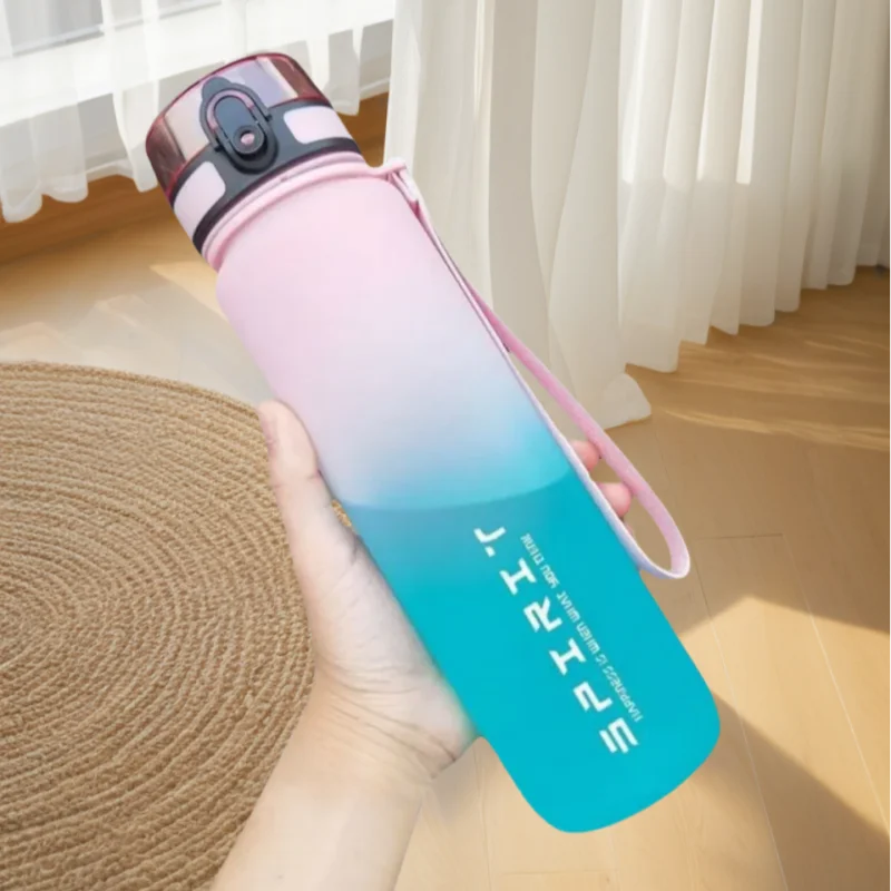 500ML/650ML/1000ML Large Capacity Sports Bottle Motivational Leak Proof Portable Reusable Plastic Cups Outdoor Travel Gym Jugs