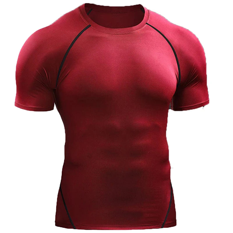 2024 Compression T Shirt Men Summer Sportswear Running T-shirt Elastic Quick Dry Sport Tops Tee Athletic Gym Workout Shirts Men