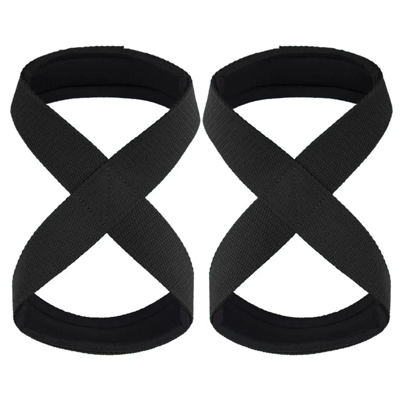 2pcs Padded Figure 8 Straps Deadlift Weight Lifting Wrist Straps Power Lifters Workout Pull-ups Horizontal Bar Gym Fitness