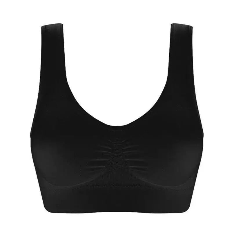 Women Seamless Bras Camisole Underwear Crop Top XXL 3XL Black Pure Color Sports Gym Running Fitness Yoga